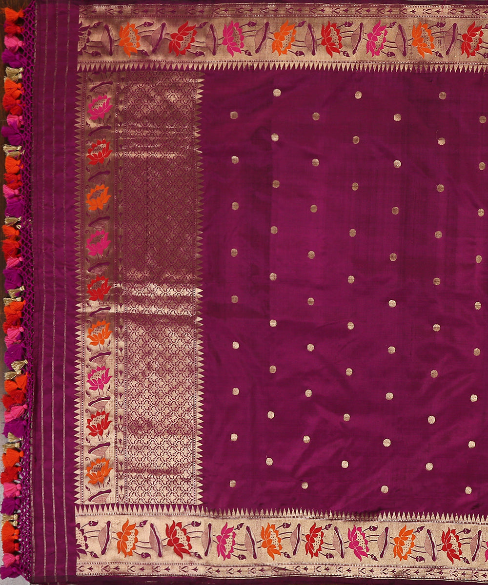 Handloom_Purple_Kadhwa_Booti_Pure_Katan_Silk_Banarasi_Dupatta_With_Paithani_Border_WeaverStory_02