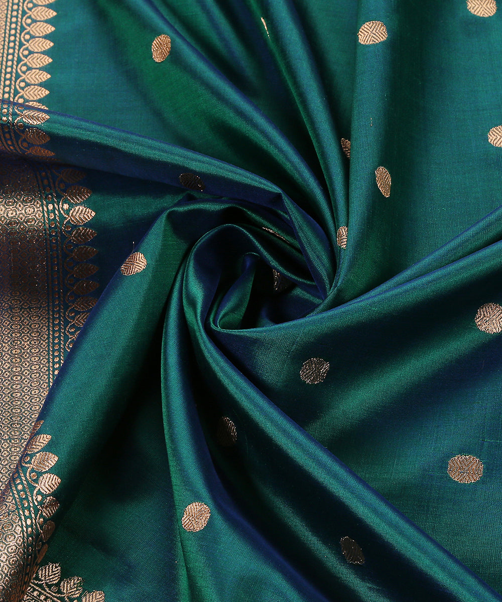 Peacock_Blue_Handloom_Pure_Katan_Silk_Kadhwa_Booti_Banarasi_Dupatta_WeaverStory_05