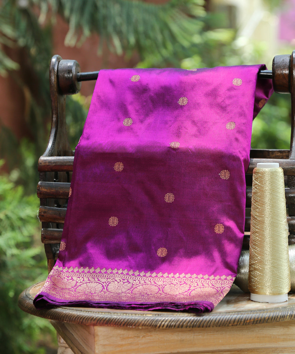 Handloom_Purple_Kadhwa_Booti_Pure_Katan_Silk_Banarasi_Dupatta_WeaverStory_01
