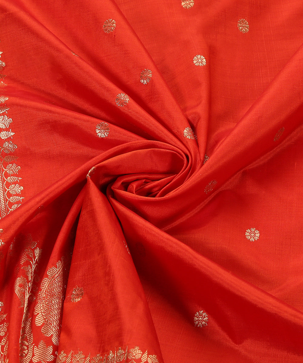 Orange_Handloom_Pure_Katan_Silk_Banarasi_Dupatta_With_Kadhwa_Booti_WeaverStory_05