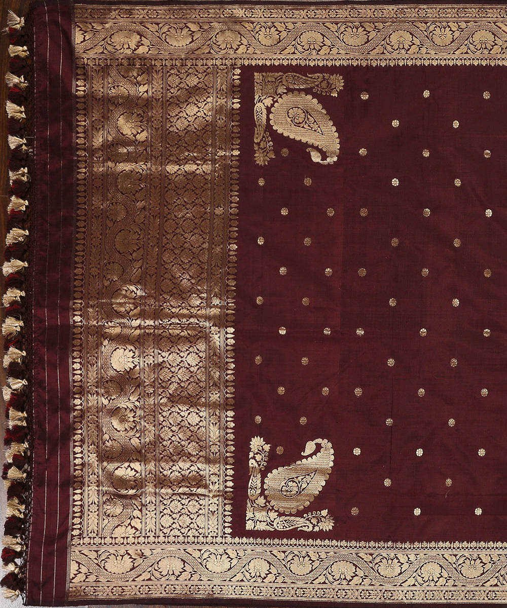 Handloom_Wine_Kadhwa_Booti_Pure_Katan_Silk_Banarasi_Dupatta_WeaverStory_02