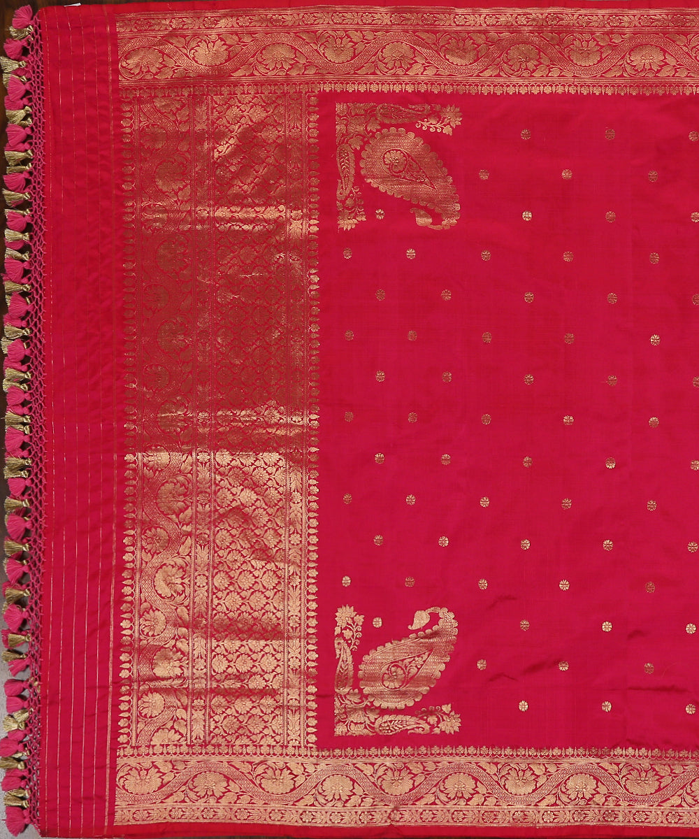 Pink_Handloom_Pure_Katan_Silk_Banarasi_Dupatta_With_Kadhwa_Booti_WeaverStory_02
