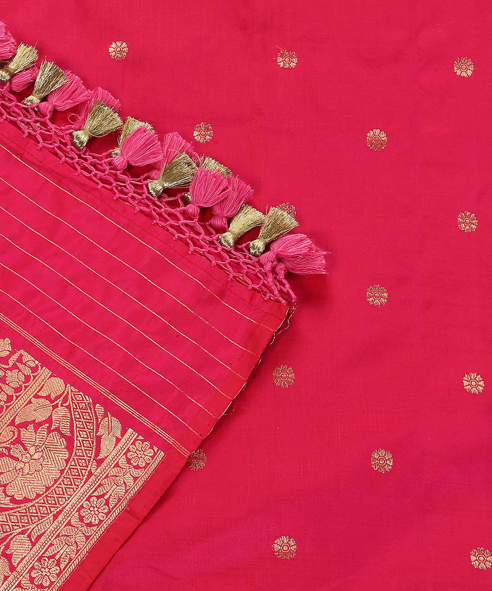 Pink_Handloom_Pure_Katan_Silk_Banarasi_Dupatta_With_Kadhwa_Booti_WeaverStory_04