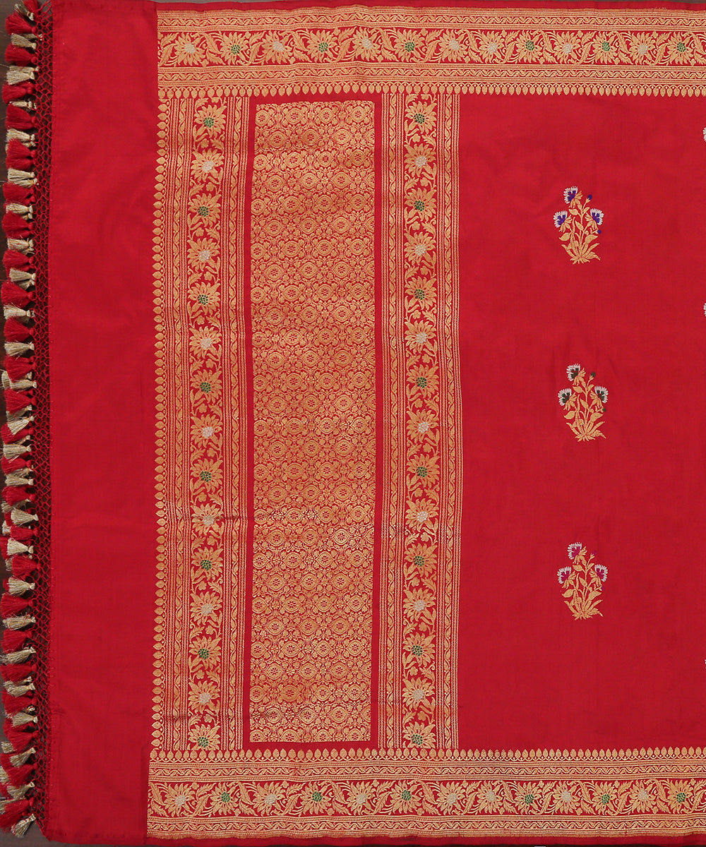 Handloom_Pink_And_Red_Dual_Tone_Pure_Katan_Silk_Banarasi_Dupatta_With_Kadhwa_Mughal_Boota_WeaverStory_02