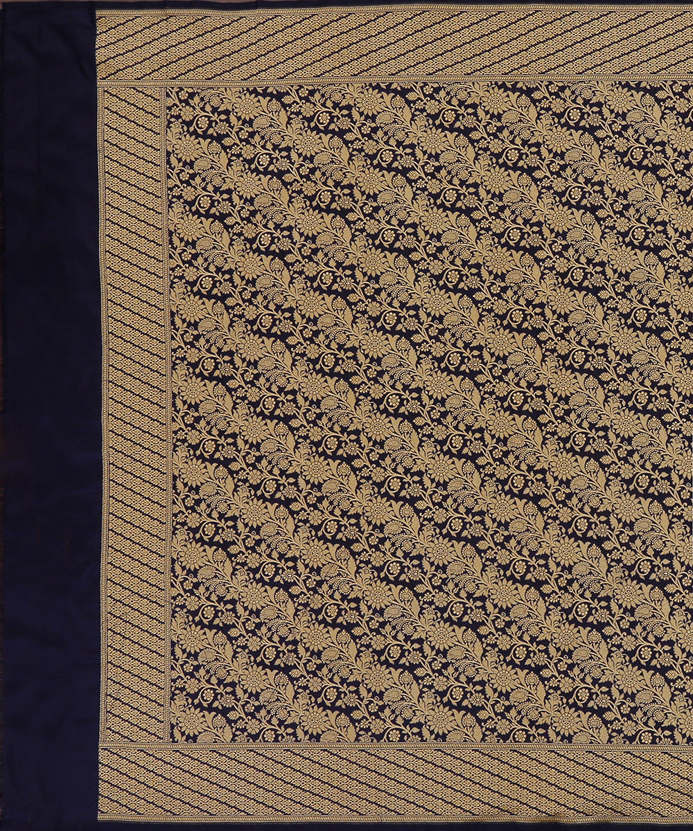 Blue_Handloom_Pure_Handloom_Banarasi_Dupatta_With_Diagonal_Floral_Jaal_WeaverStory_02