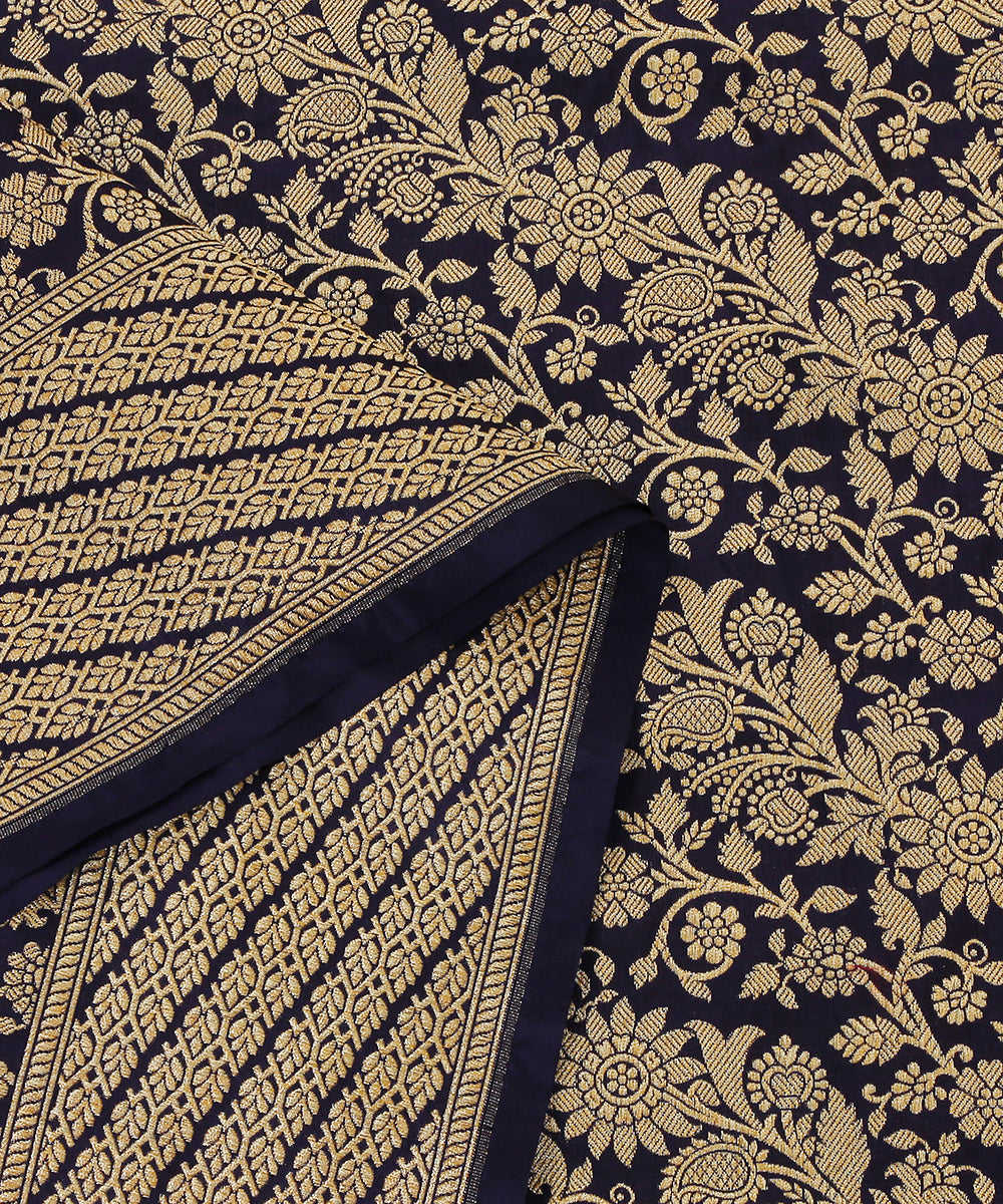 Blue_Handloom_Pure_Handloom_Banarasi_Dupatta_With_Diagonal_Floral_Jaal_WeaverStory_04