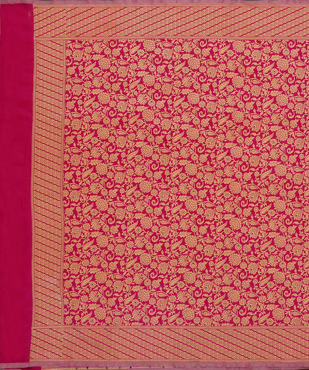 Handloom_Hot_Pink_Pure_Katan_Silk_Banarasi_Dupatta_With_Meenakari_Jaal_WeaverStory_02