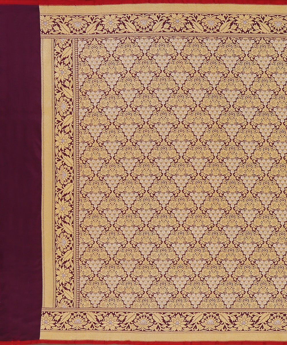 Purple_Handloom_Pure_Katan_Silk_Banarasi_Brocade_Dupatta_With_Gold_And_Silver_Zari_WeaverStory_02