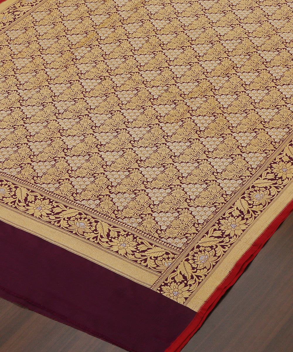 Purple_Handloom_Pure_Katan_Silk_Banarasi_Brocade_Dupatta_With_Gold_And_Silver_Zari_WeaverStory_03
