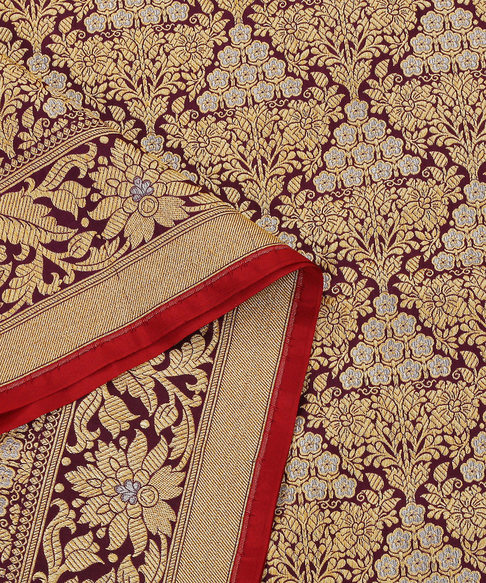 Purple_Handloom_Pure_Katan_Silk_Banarasi_Brocade_Dupatta_With_Gold_And_Silver_Zari_WeaverStory_04