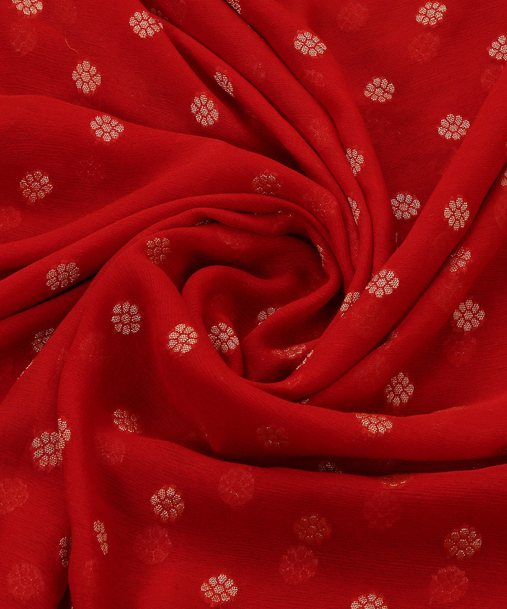 Handloom_Red_Georgette_Banarasi_Dupatta_With_Konia_And_Booti_WeaverStory_05