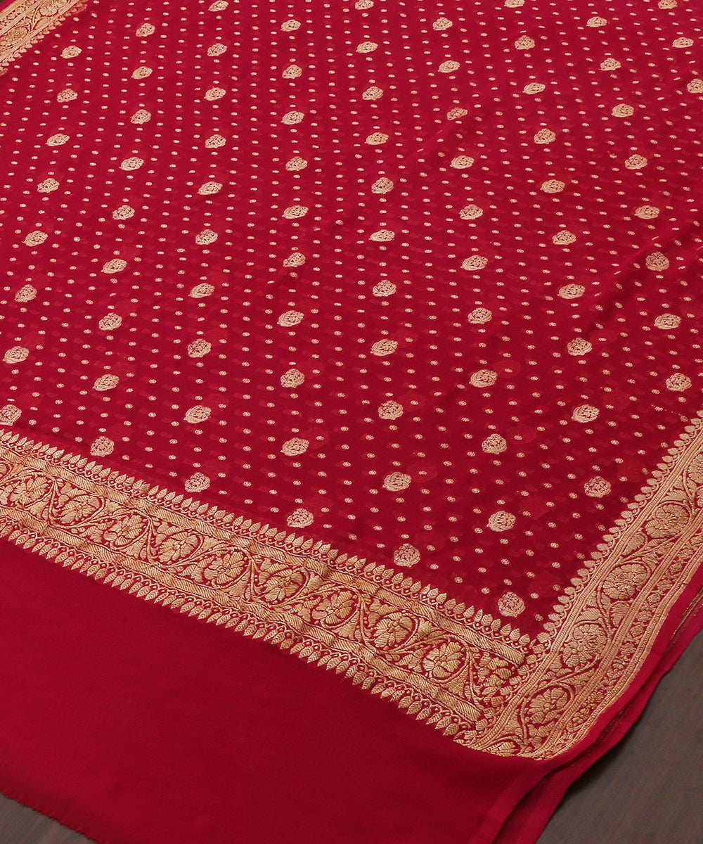 Pink_Handloom_Banarasi_Georgette_Dupatta_With_Small_Booti_WeaverStory_03