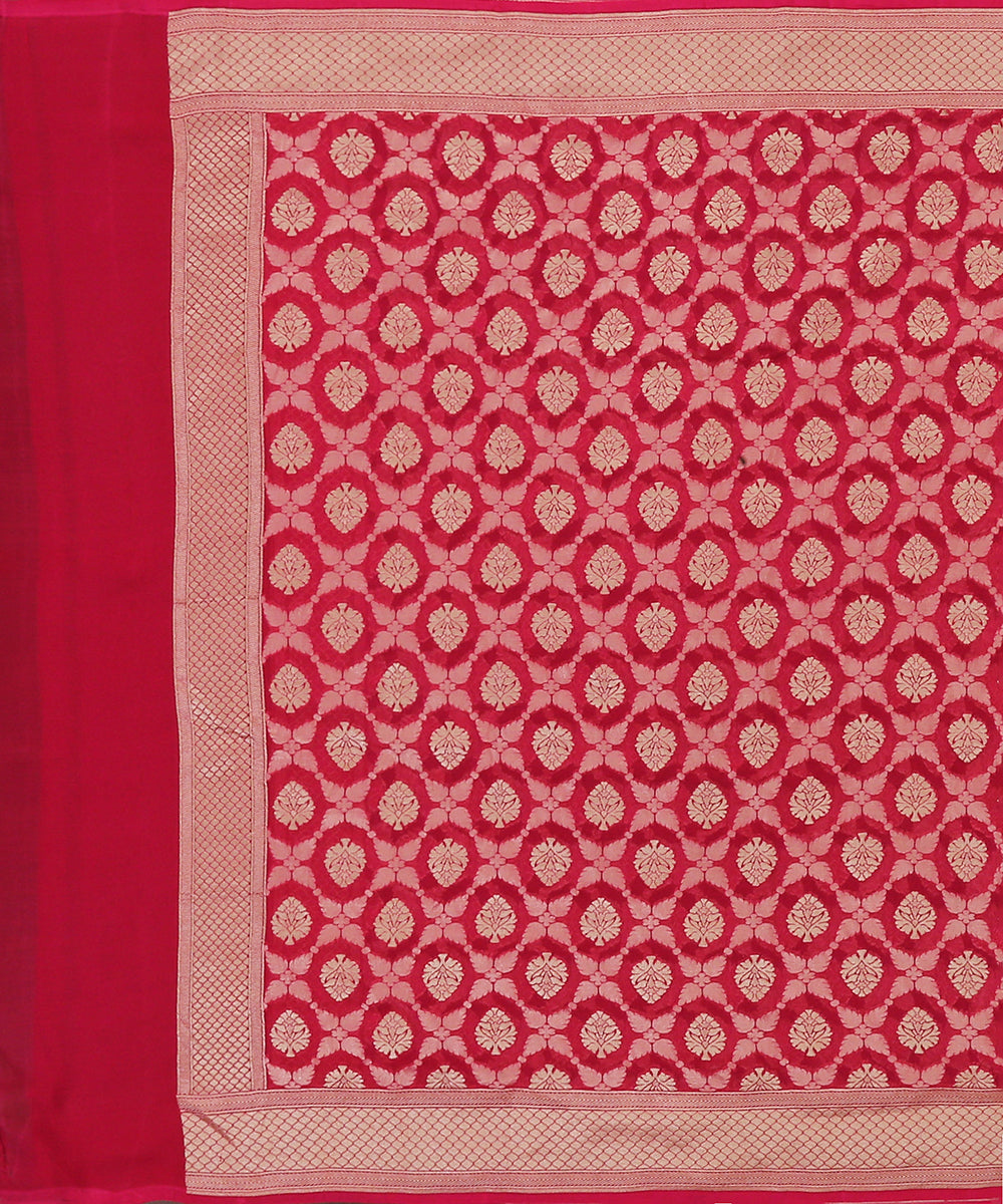 Handloom_Pink_Georgette_Banarasi_Dupatta_With_Cutwork_Jaal_WeaverStory_02