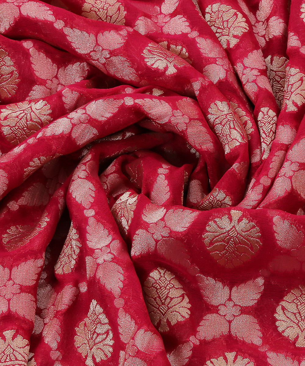 Handloom_Pink_Georgette_Banarasi_Dupatta_With_Cutwork_Jaal_WeaverStory_05