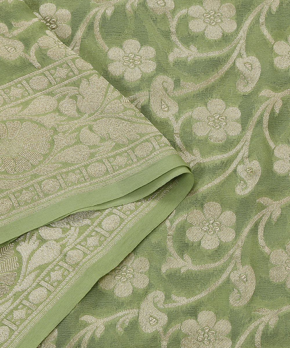 Pista_Green_Handloom_Georgette_Banarasi_Dupatta_With_Cutwork_Jaal_WeaverStory_04