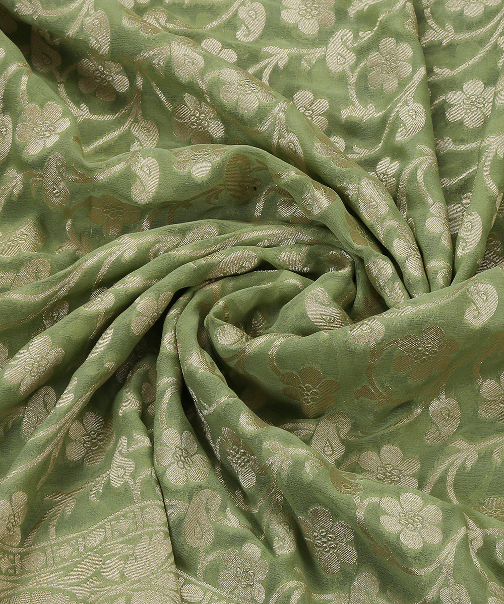 Pista_Green_Handloom_Georgette_Banarasi_Dupatta_With_Cutwork_Jaal_WeaverStory_05