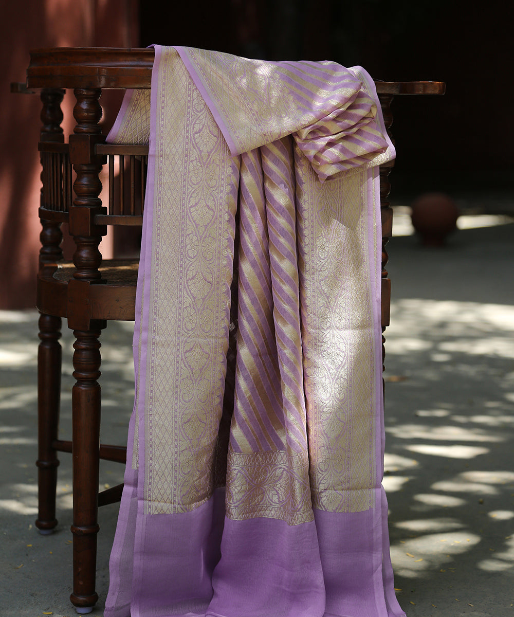 Handloom_Purple_Georgette_Banarasi_Dupatta_With_Cutwork_Jaal_WeaverStory_01