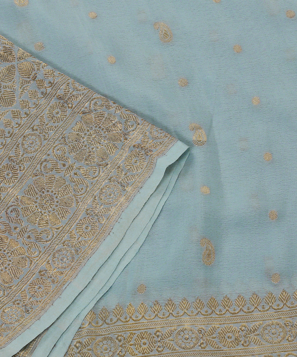 Light_Blue_Handloom_Georgette_Banarasi_Dupatta_With_Paisley_Booti_And_Kadhwa_Border_WeaverStory_04