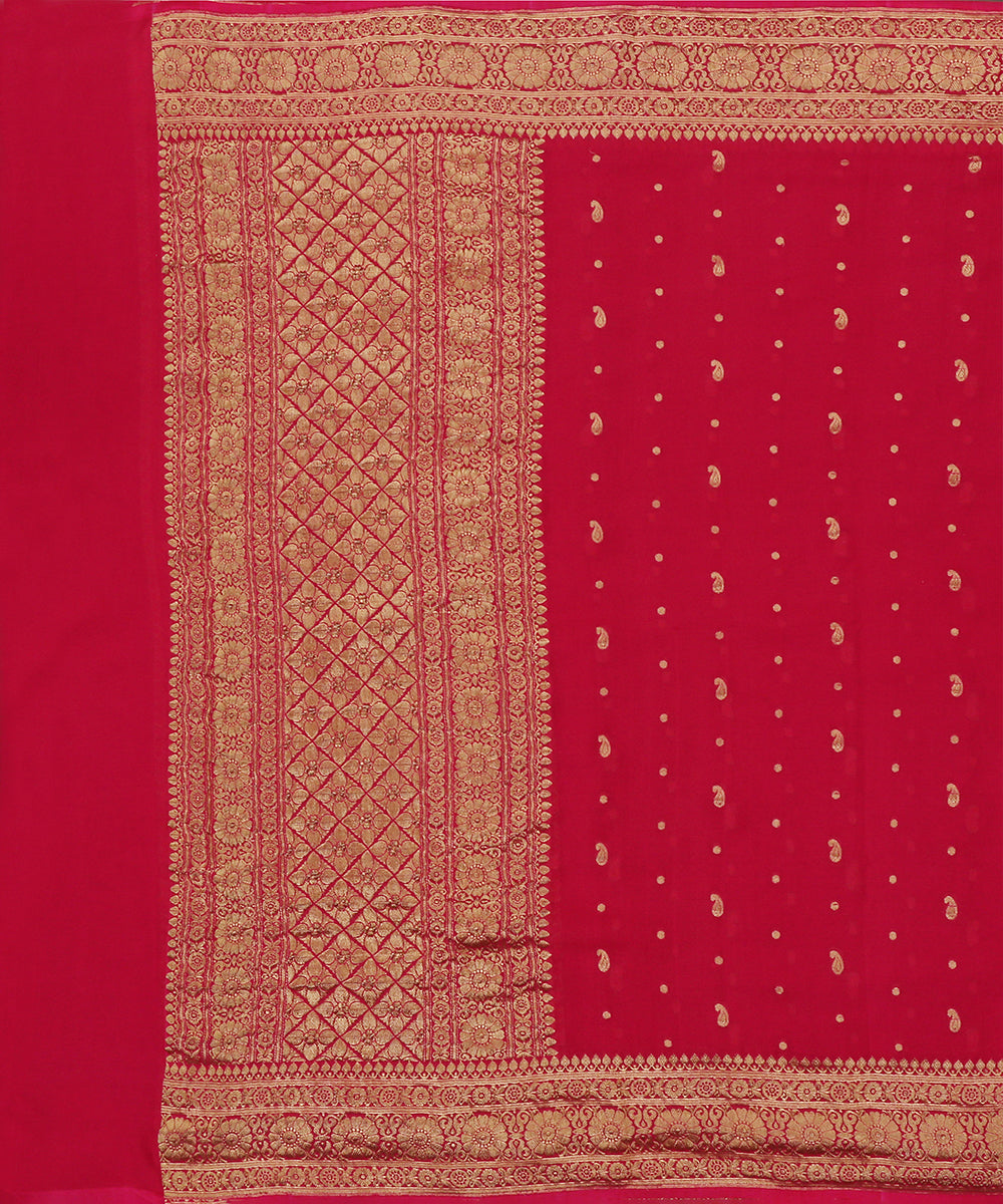 Handloom_Pink_Banarasi_Georgette_Dupatta_With_Paisley_Booti_And_Kadhwa_Border_WeaverStory_02