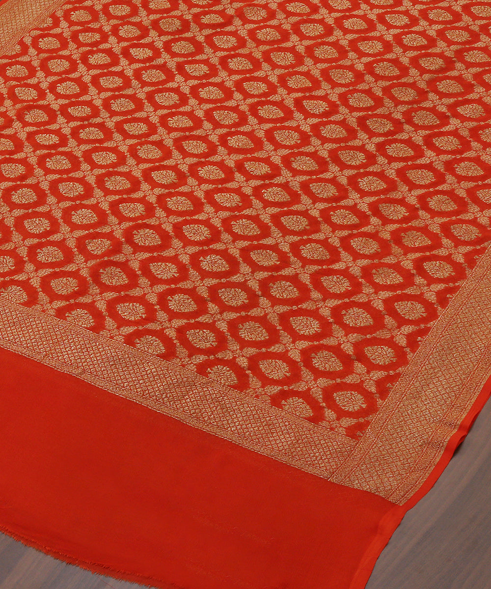 Rust_Handloom_Antique_Zari_Banarasi_Georgette_Dupatta_With_Cutwork_Jaal_WeaverStory_03