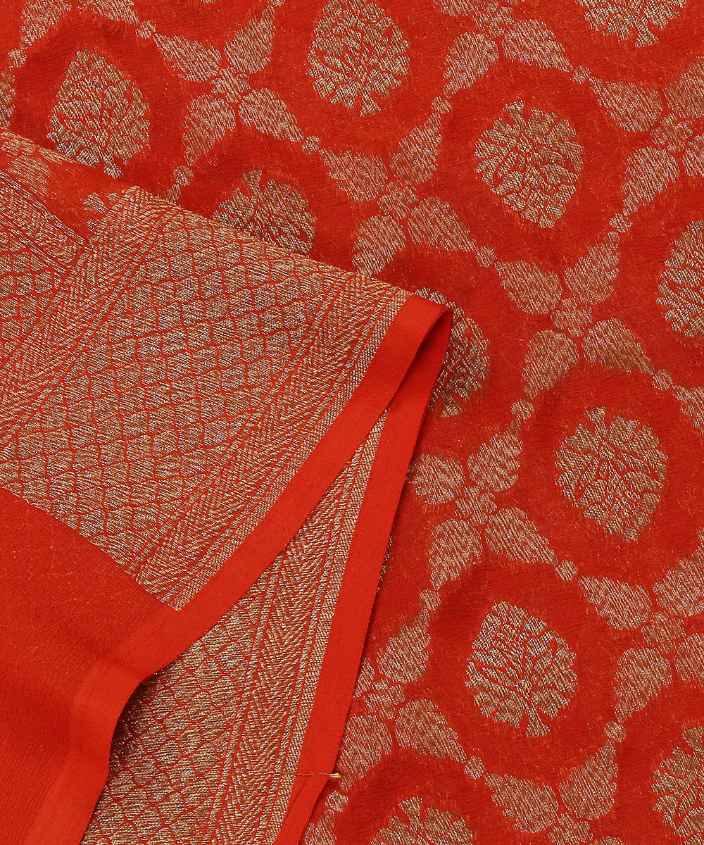 Rust_Handloom_Antique_Zari_Banarasi_Georgette_Dupatta_With_Cutwork_Jaal_WeaverStory_04