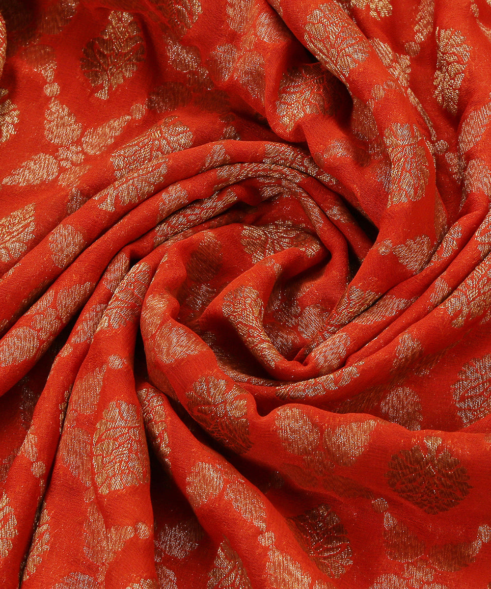Rust_Handloom_Antique_Zari_Banarasi_Georgette_Dupatta_With_Cutwork_Jaal_WeaverStory_05