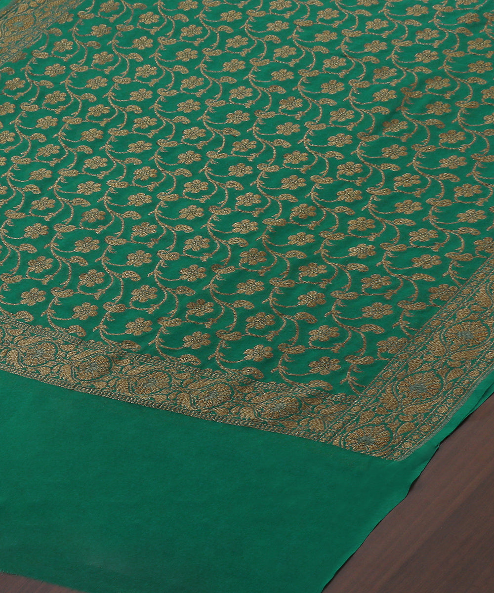 Teal_Green_Handloom_Antique_Zari_Banarasi_Georgette_Dupatta_WeaverStory_03