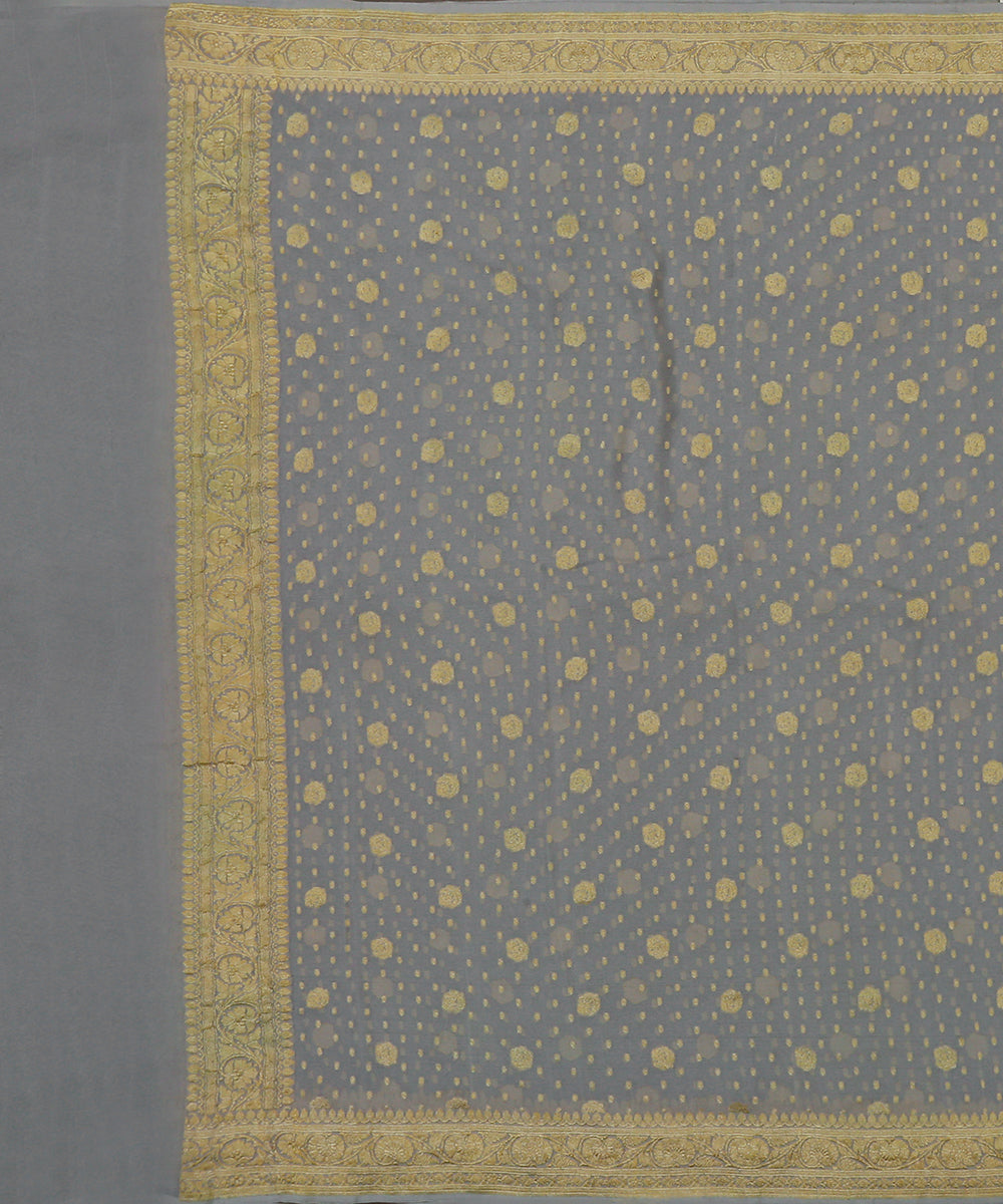 Handloom_Grey_Georgette_Banarasi_Dupatta_With_Zari_Booti_WeaverStory_02