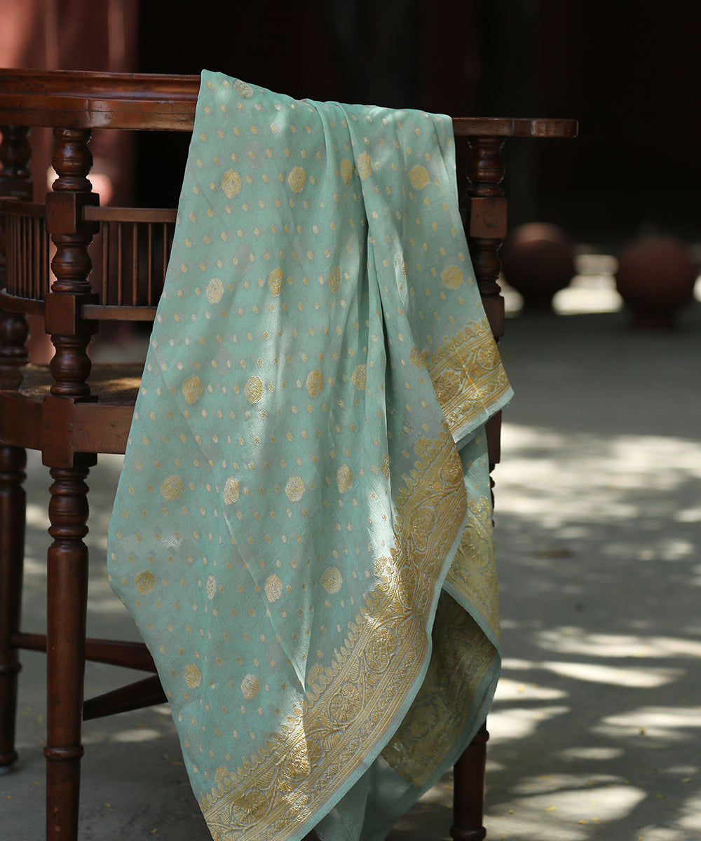 Powder_Blue_Handloom_Banarasi_Georgette_Dupatta_With_Gold_Zari_Booti_WeaverStory_01