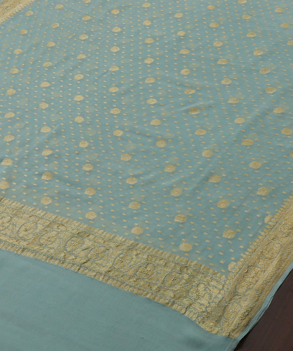 Powder_Blue_Handloom_Banarasi_Georgette_Dupatta_With_Gold_Zari_Booti_WeaverStory_03