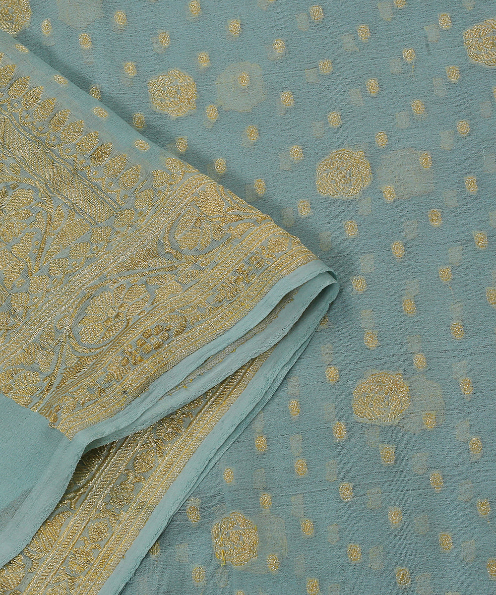 Powder_Blue_Handloom_Banarasi_Georgette_Dupatta_With_Gold_Zari_Booti_WeaverStory_04
