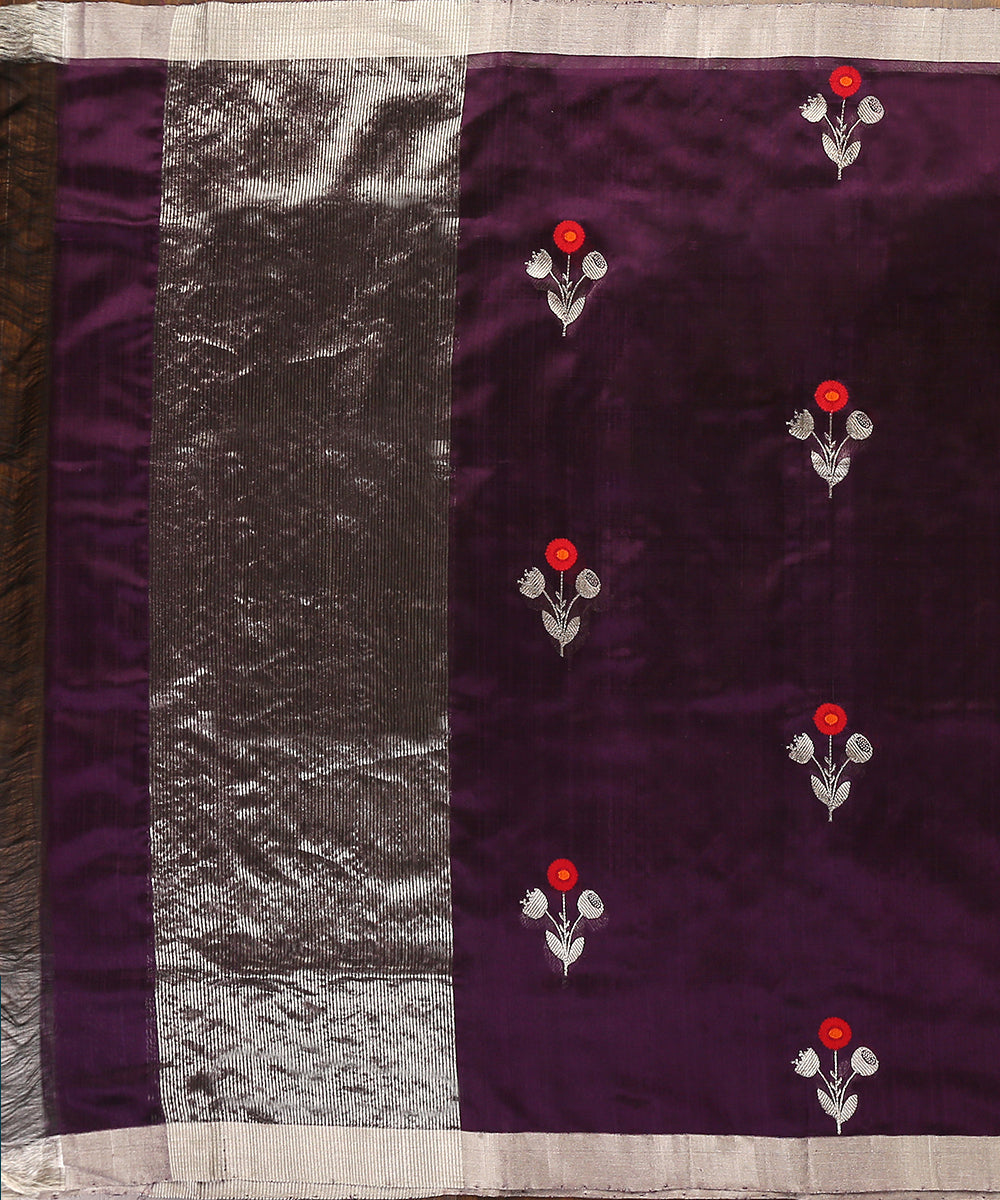 Handloom_Purple_Pure_Chanderi_Silk_Ek_Naliya_Dupatta_With_Floral_Boota_WeaverStory_02