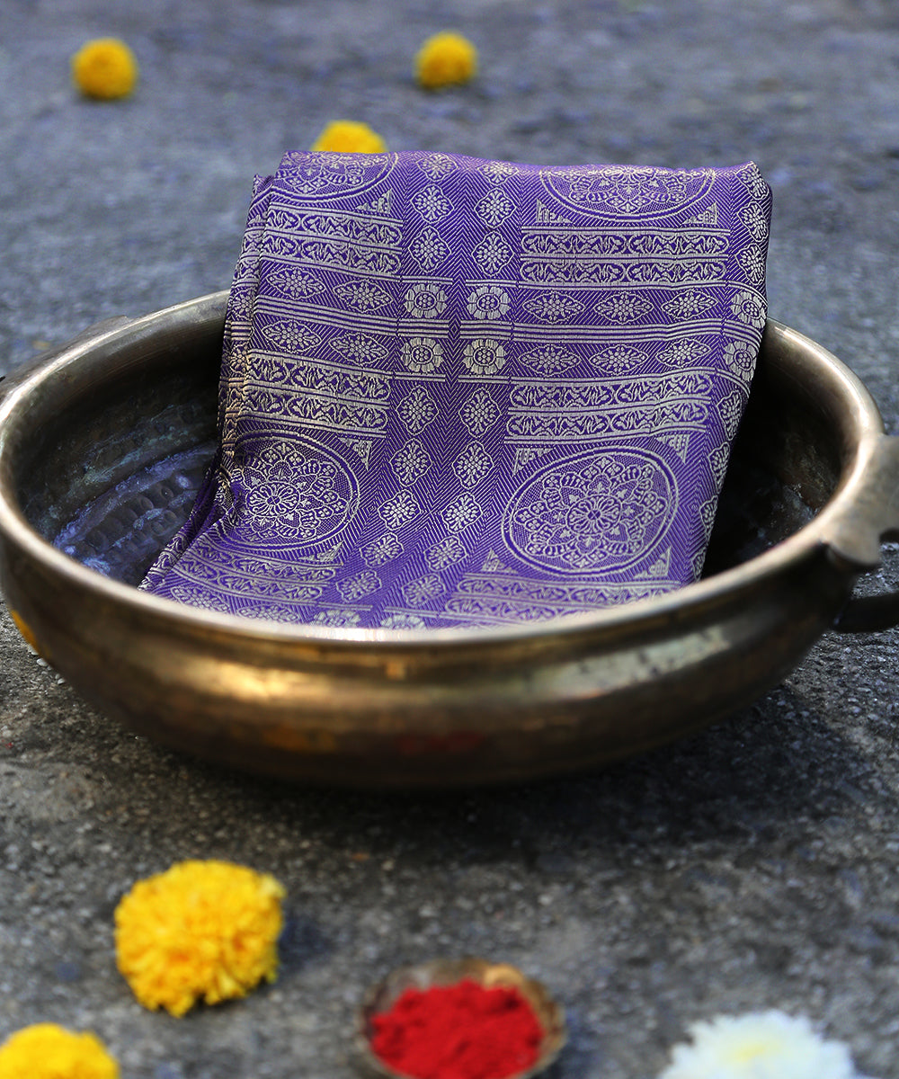 Dark_Blue_Handloom_Satin_Brocade_Dupatta_Woven_In_Chanderi_WeaverStory_01