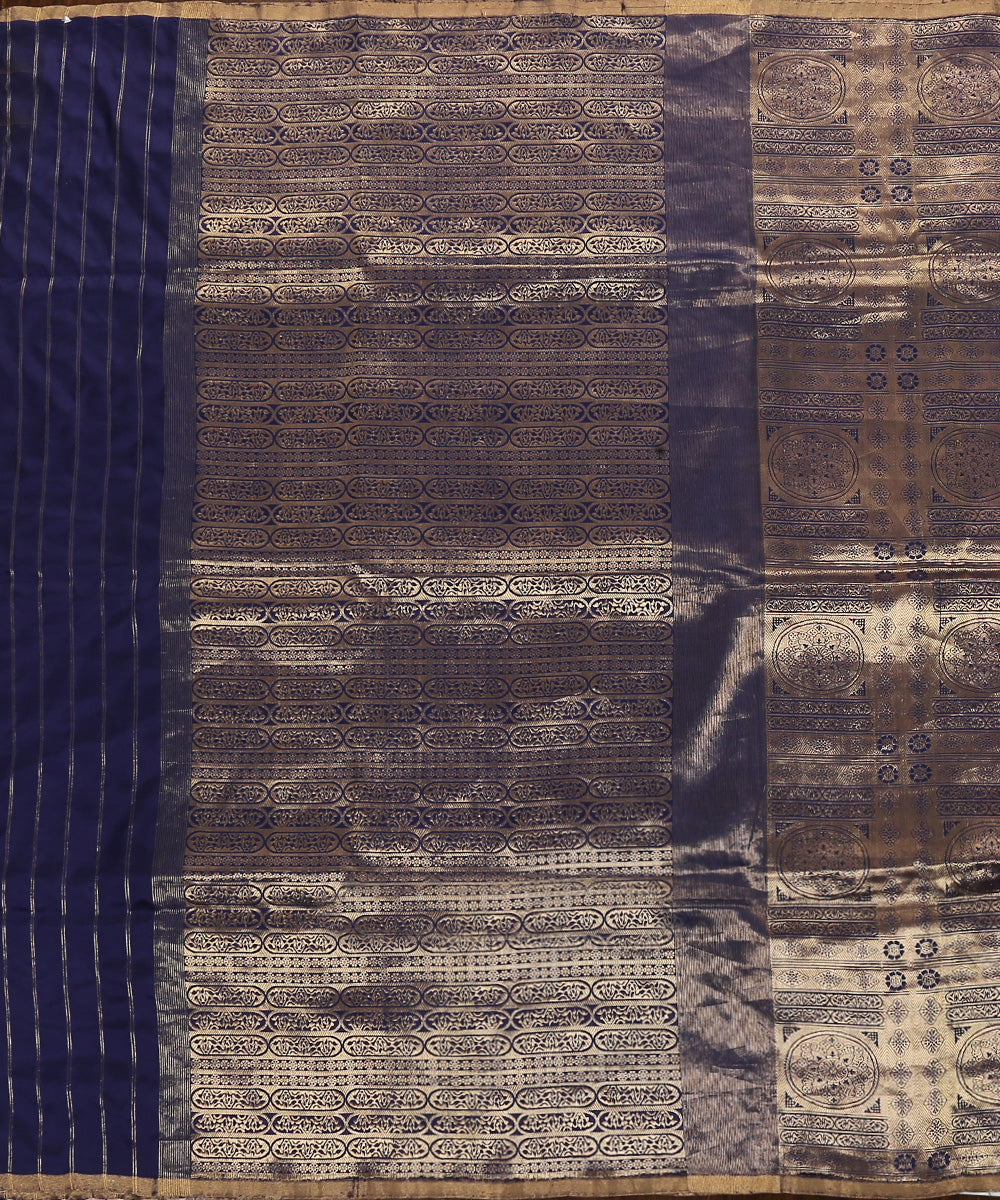 Dark_Blue_Handloom_Satin_Brocade_Dupatta_Woven_In_Chanderi_WeaverStory_02