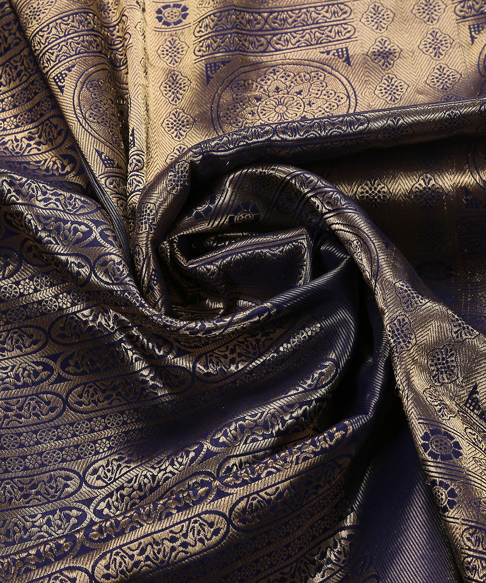 Dark_Blue_Handloom_Satin_Brocade_Dupatta_Woven_In_Chanderi_WeaverStory_05