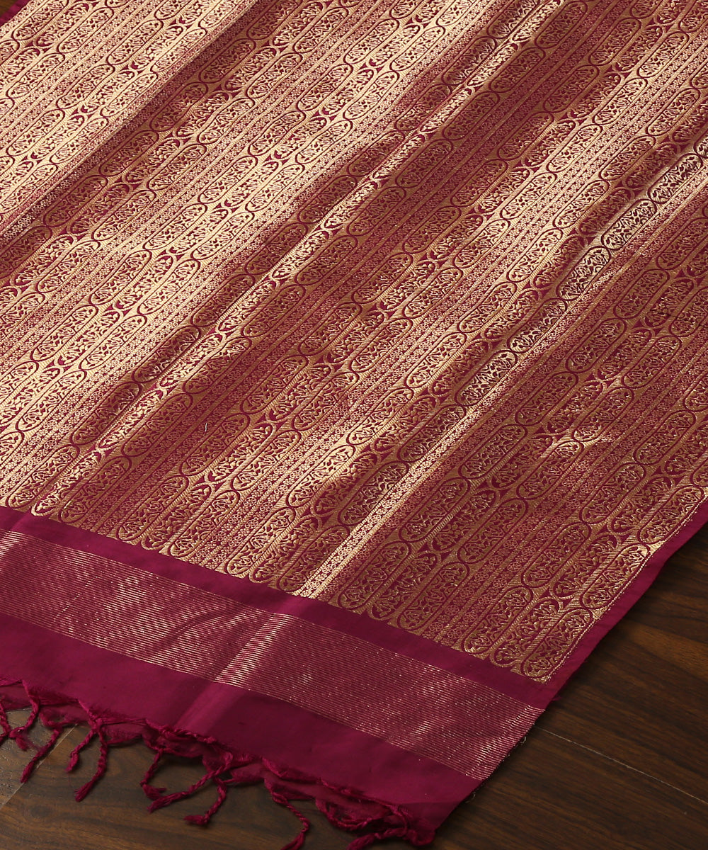Handloom_Wine_Satin_Brocade_Dupatta_Woven_In_Chanderi_WeaverStory_03