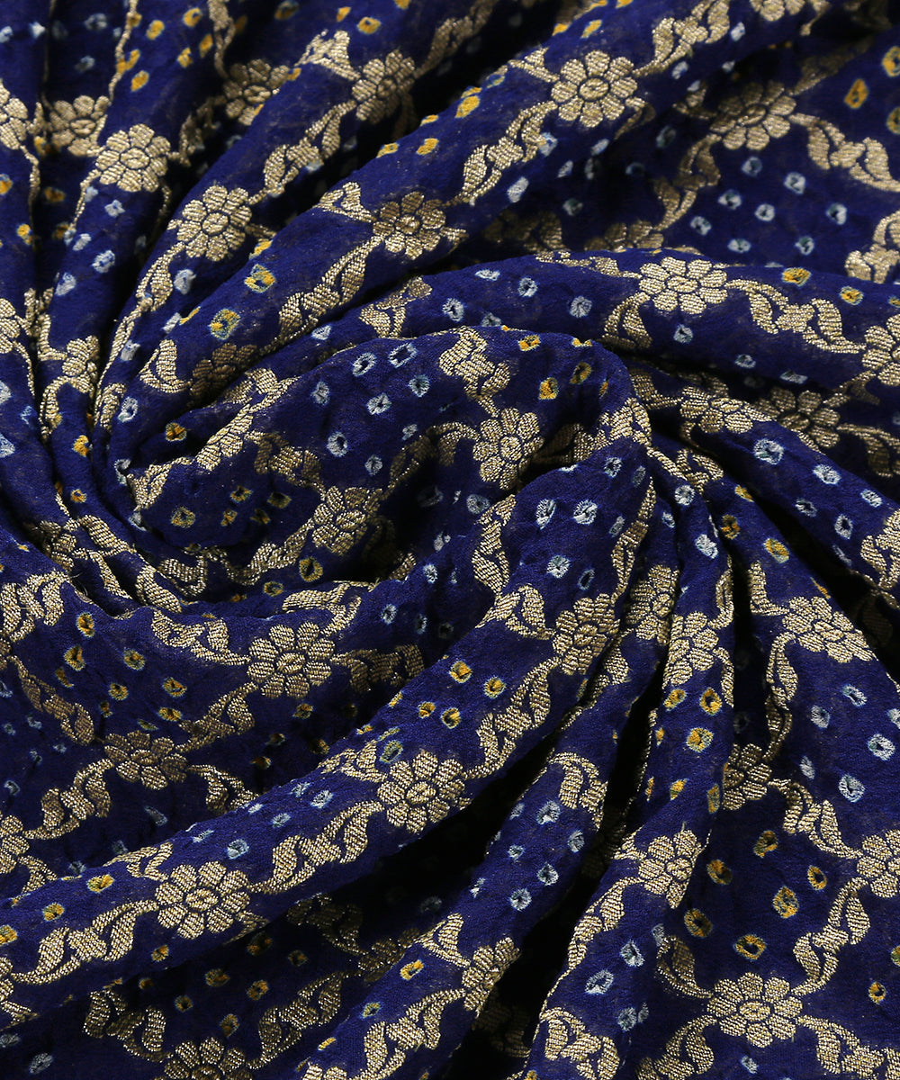 Handloom_Dark_Blue_Georgette_Banarasi_Bandhej_Dupatta_With_Over_All_Jaal_WeaverStory_04