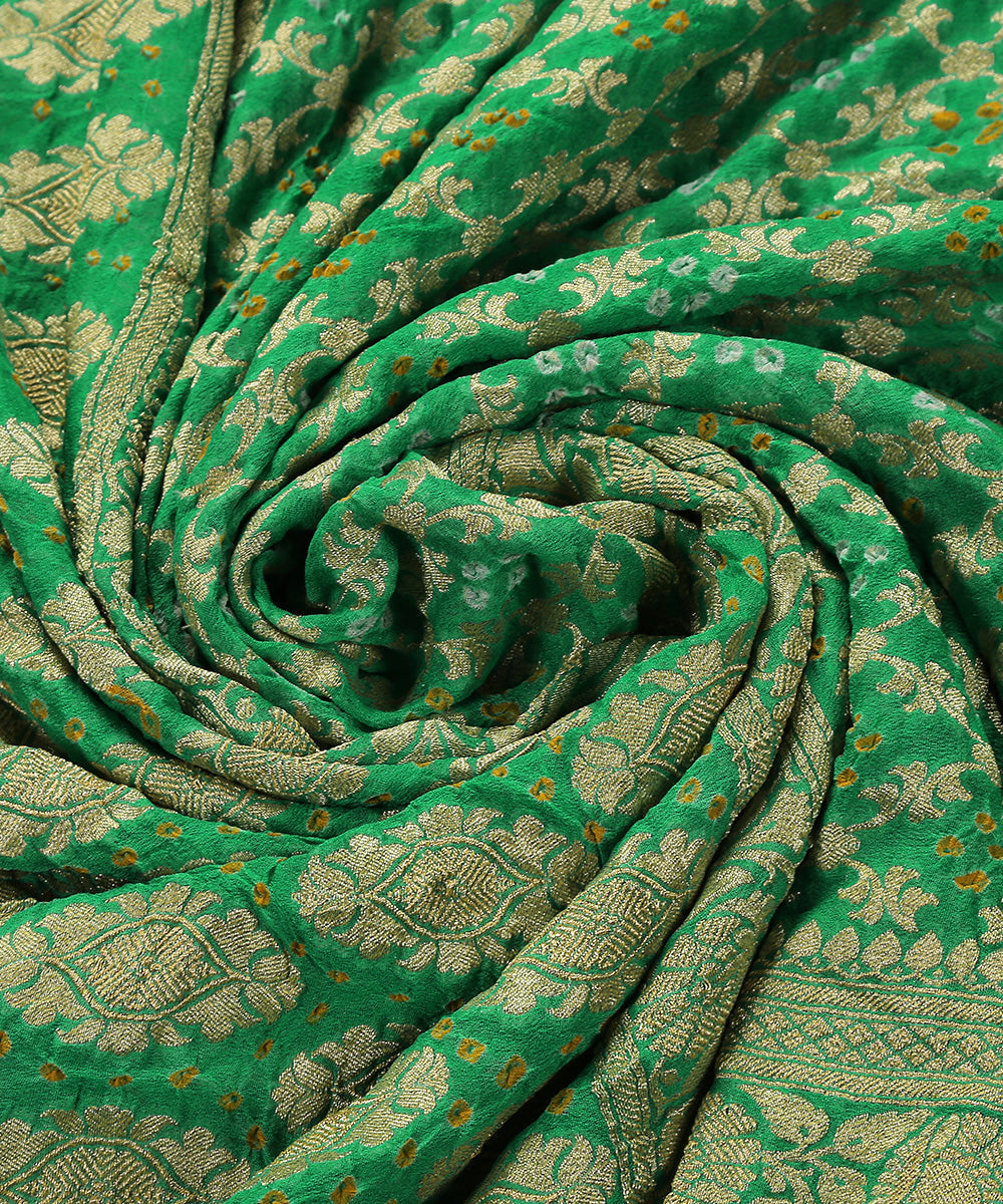 Aqua_Green_Handloom_Georgette_Banarasi_Bandhej_Dupatta_With_Zari_Jaal_WeaverStory_05