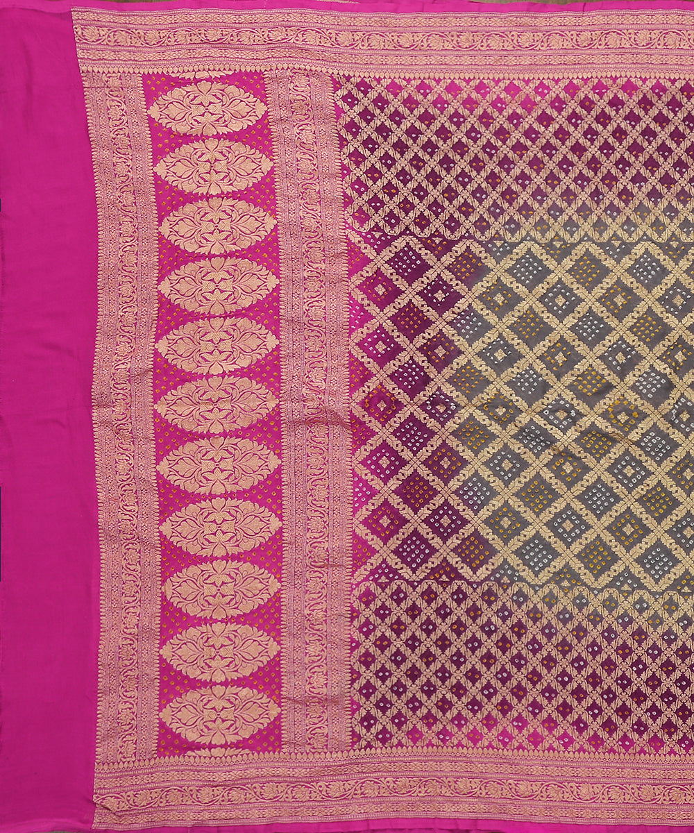 Handloom_Pink_Georgette_Banarasi_Bandhej_Dupatta_With_Floral_Zari_Border_WeaverStory_02