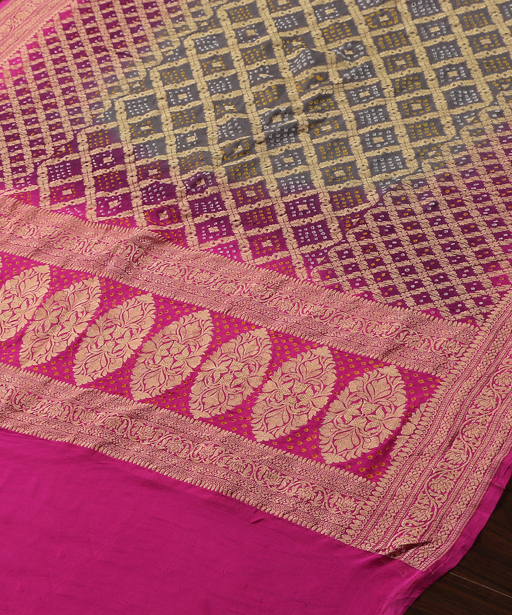 Handloom_Pink_Georgette_Banarasi_Bandhej_Dupatta_With_Floral_Zari_Border_WeaverStory_03