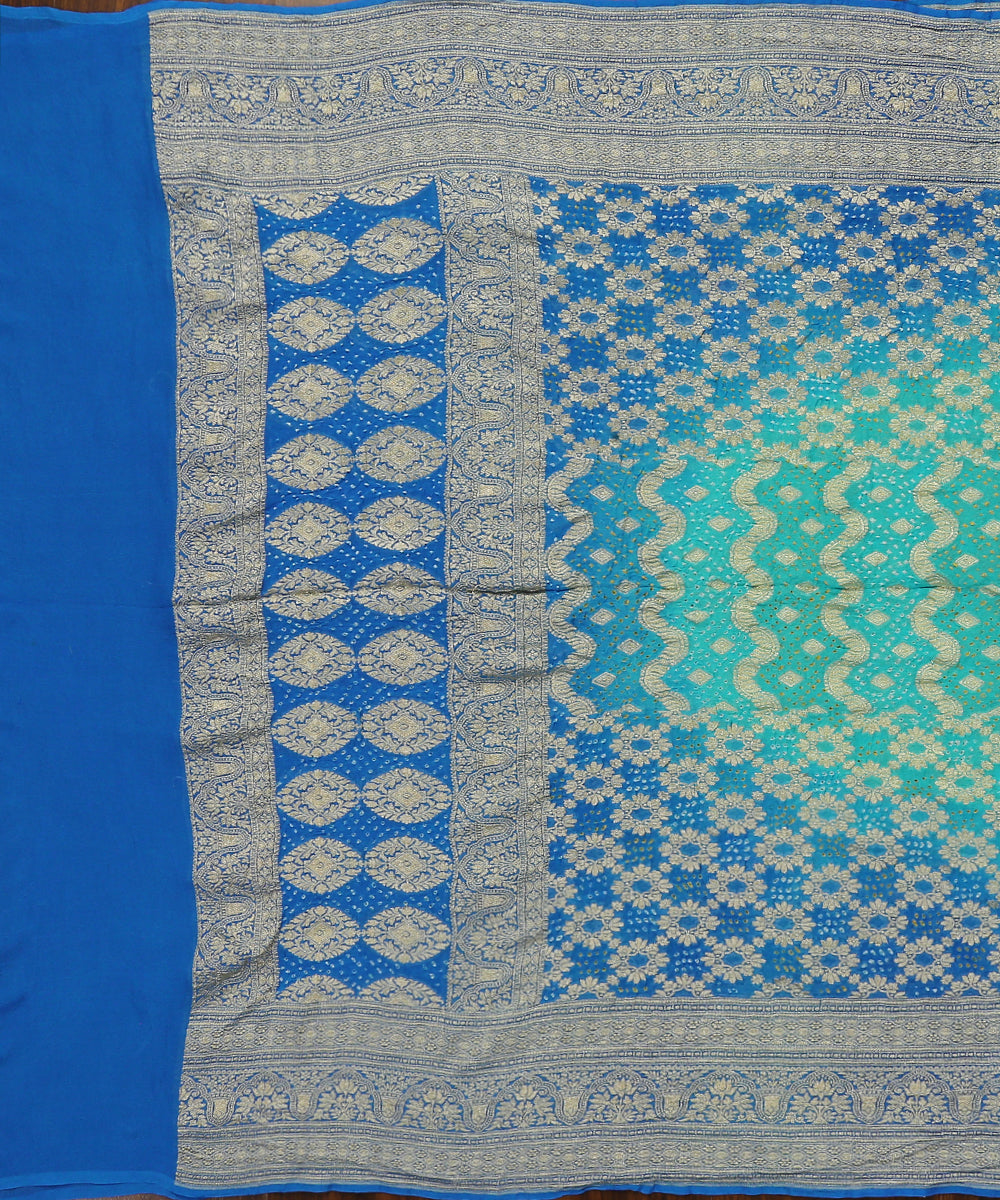 Handloom_Blue_Georgette_Banarasi_Bandhej_Dupatta_WeaverStory_02
