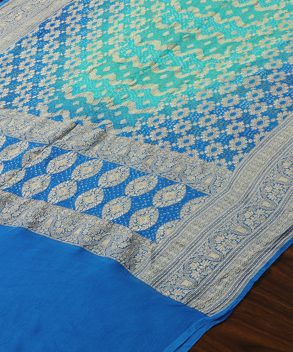 Handloom_Blue_Georgette_Banarasi_Bandhej_Dupatta_WeaverStory_03