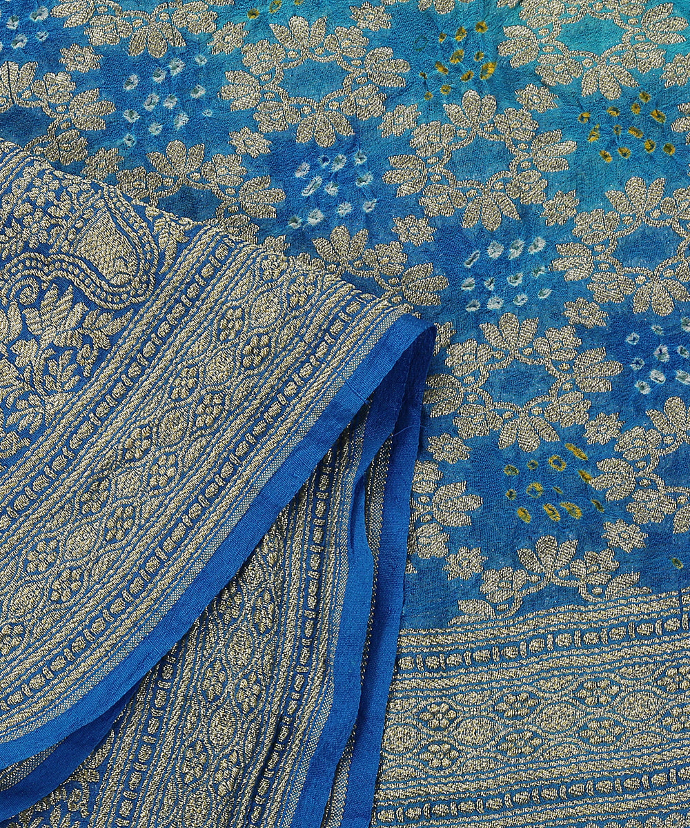 Handloom_Blue_Georgette_Banarasi_Bandhej_Dupatta_WeaverStory_04
