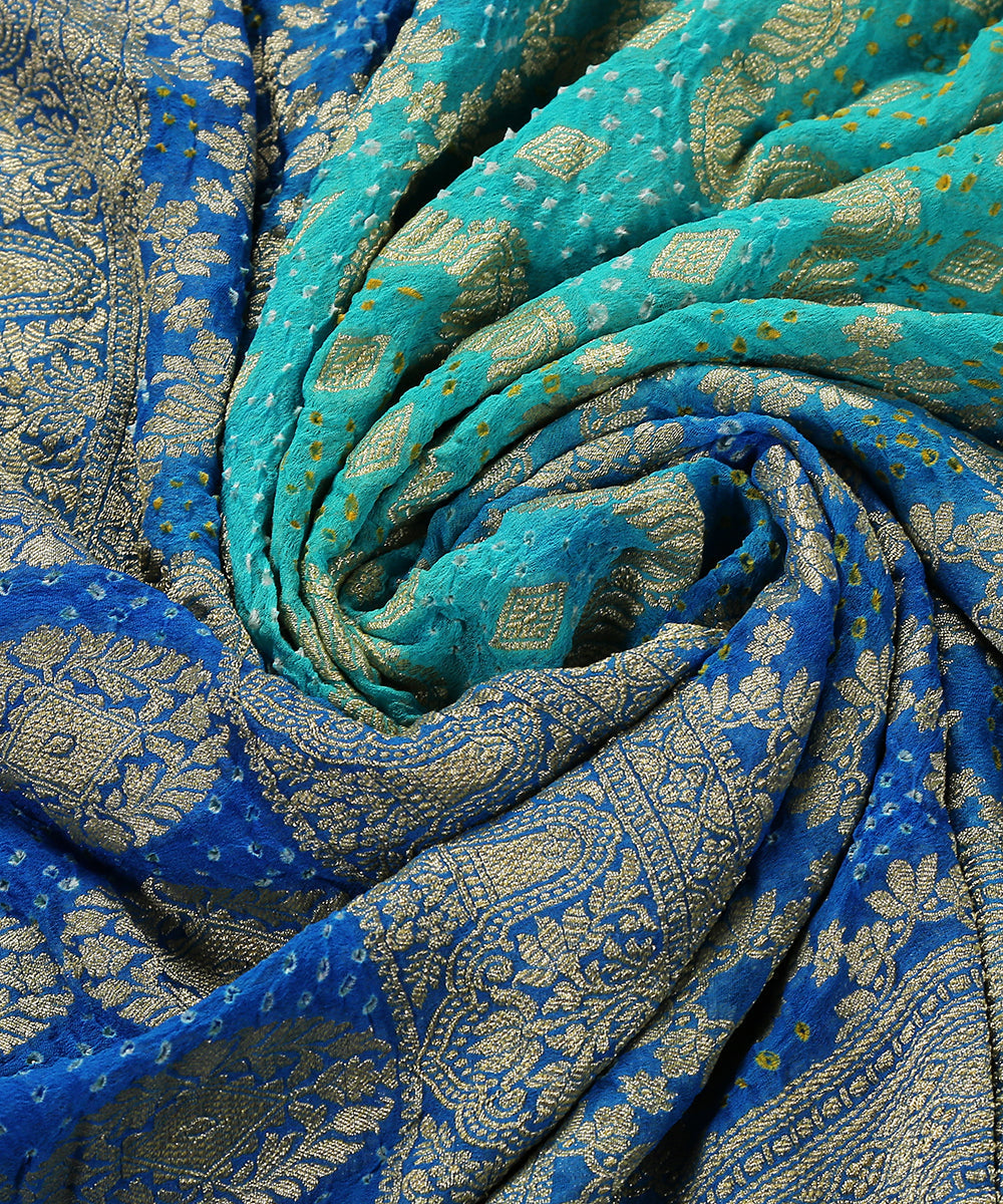 Handloom_Blue_Georgette_Banarasi_Bandhej_Dupatta_WeaverStory_05