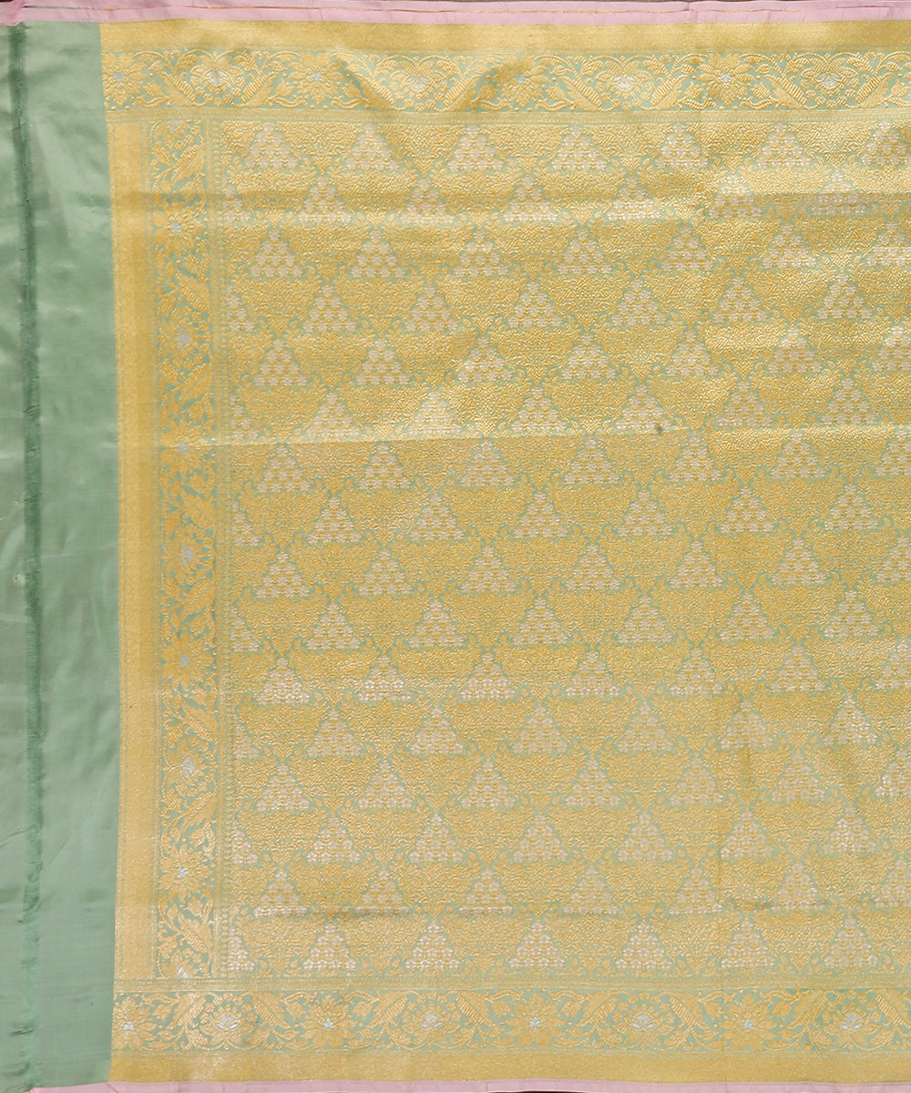 Handloom_Pista_Green_Brocade_Pure_Katan_Silk_Banarasi_Dupatta_With_Pink_Selvedge_WeaverStory_02