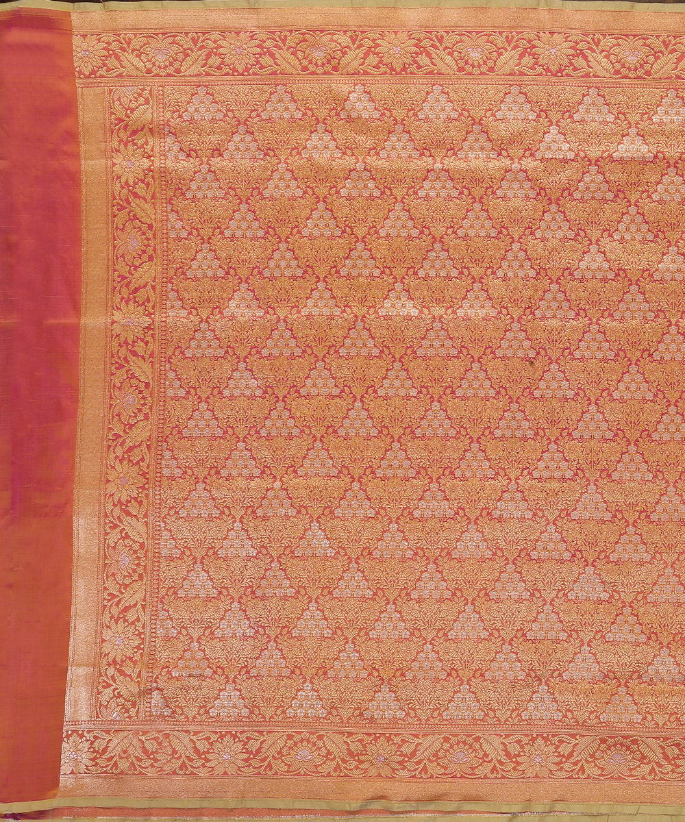 Pink_And_Peach_Handloom_Brocade_Pure_Katan_Silk_Banarasi_Dupatta_With_Pista_Green_Selvedge_WeaverStory_02