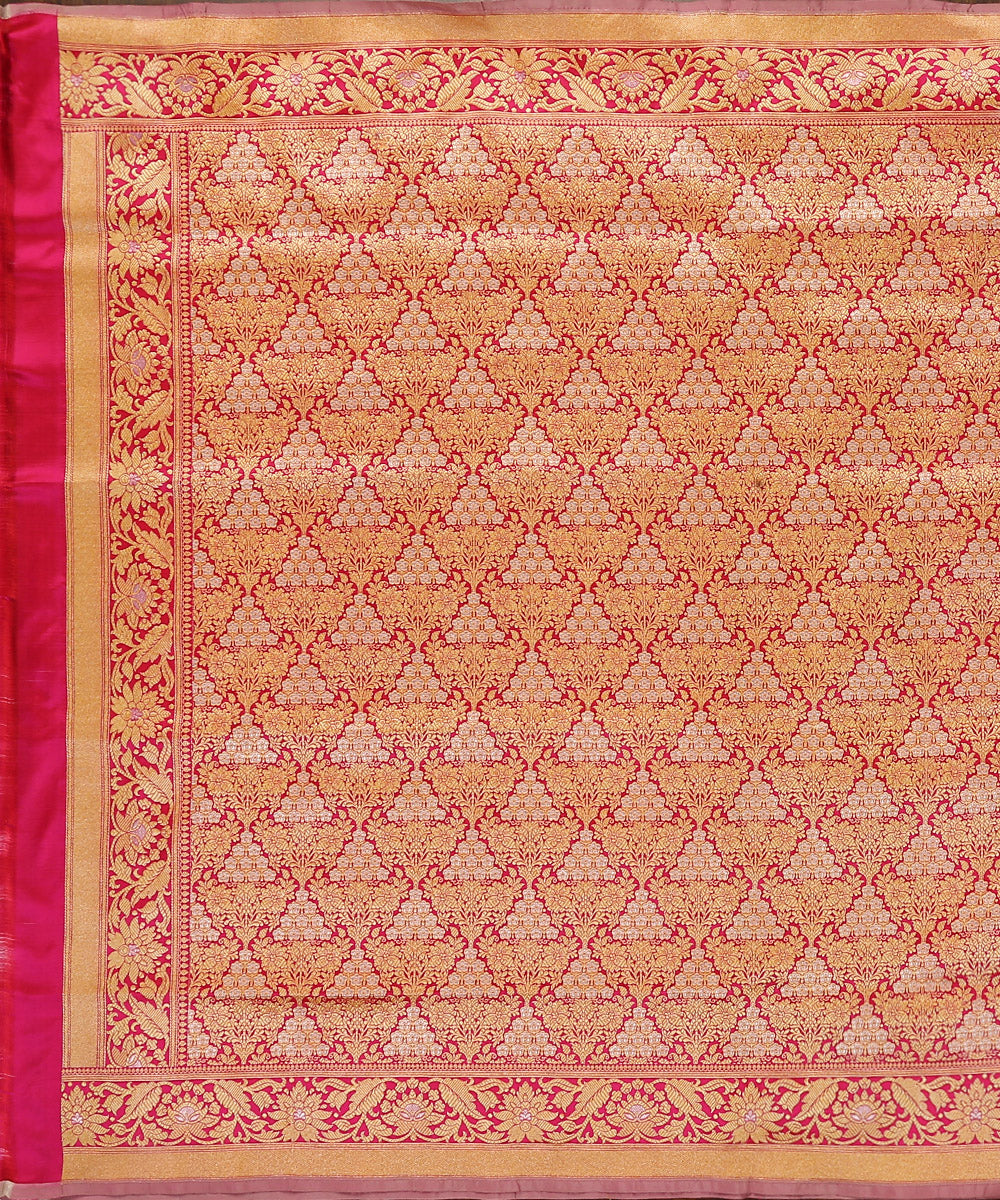 Handloom_Hot_Pink_Brocade_Pure_Katan_Silk_Banarasi_Dupatta_With_Pink_Selvedge_WeaverStory_02