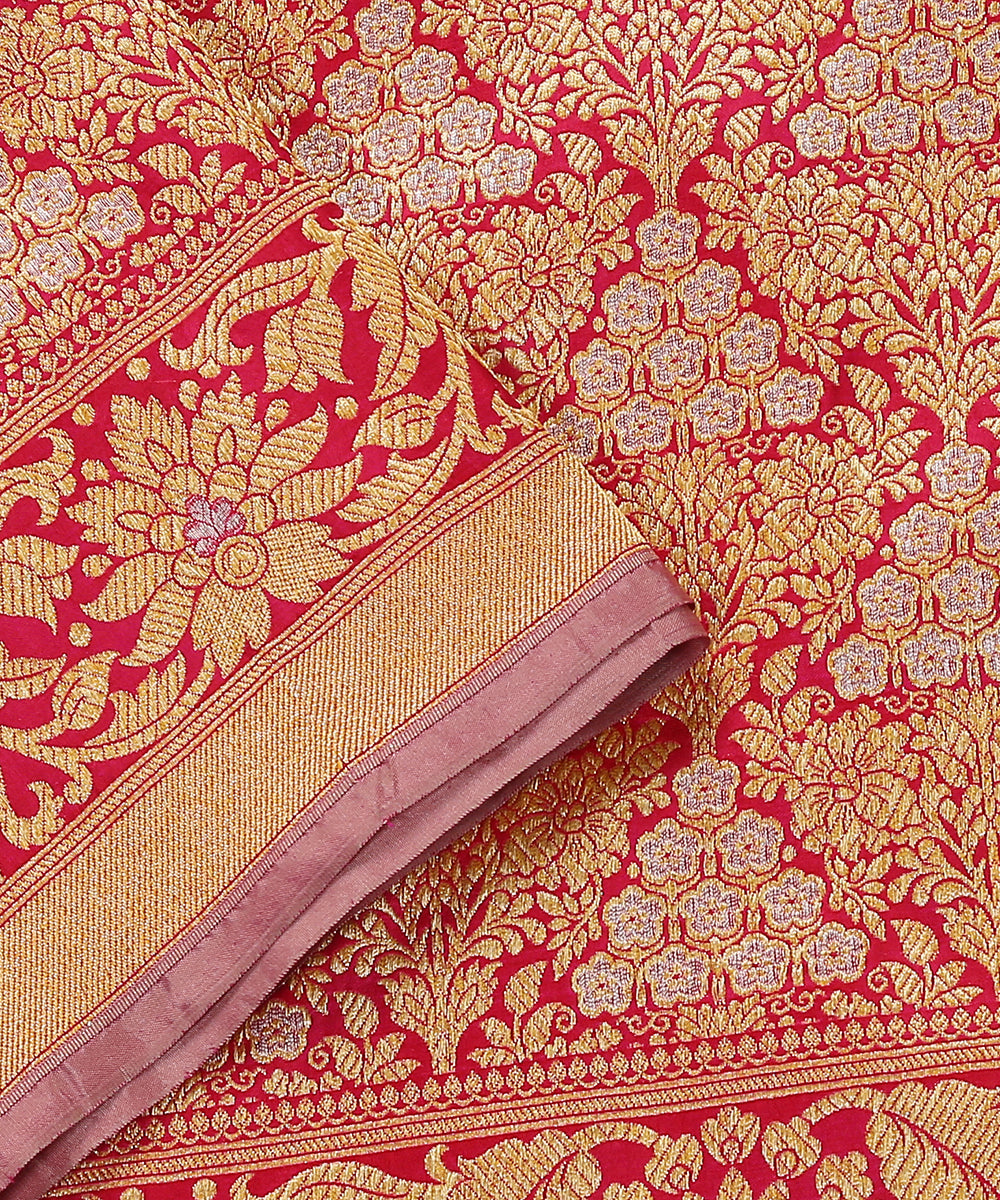 Handloom_Hot_Pink_Brocade_Pure_Katan_Silk_Banarasi_Dupatta_With_Pink_Selvedge_WeaverStory_04