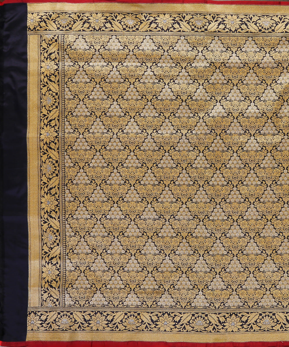 Handloom_Dark_Blue_Brocade_Pure_Katan_Silk_Banarasi_Dupatta_With_Red_Selvedge_WeaverStory_02