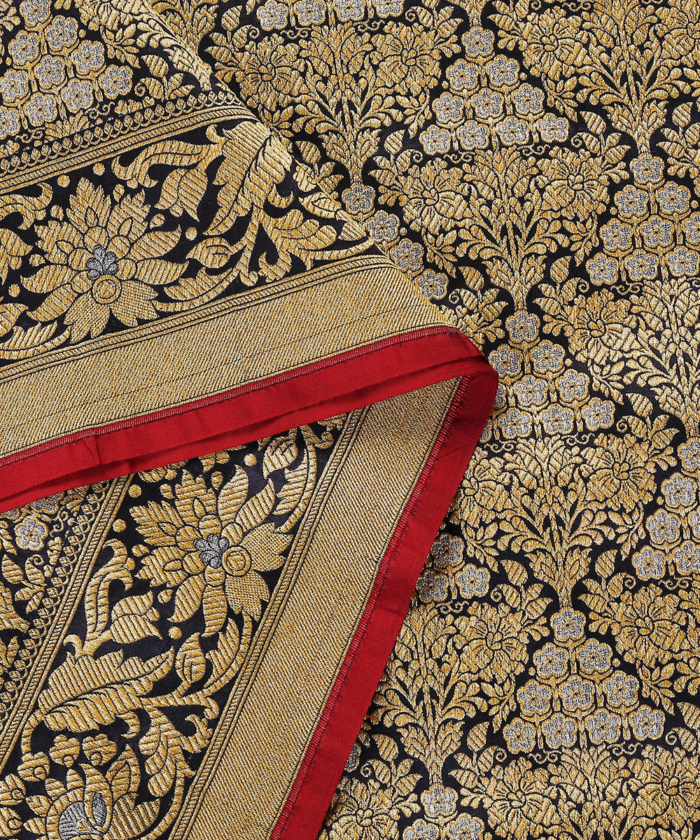 Handloom_Dark_Blue_Brocade_Pure_Katan_Silk_Banarasi_Dupatta_With_Red_Selvedge_WeaverStory_04